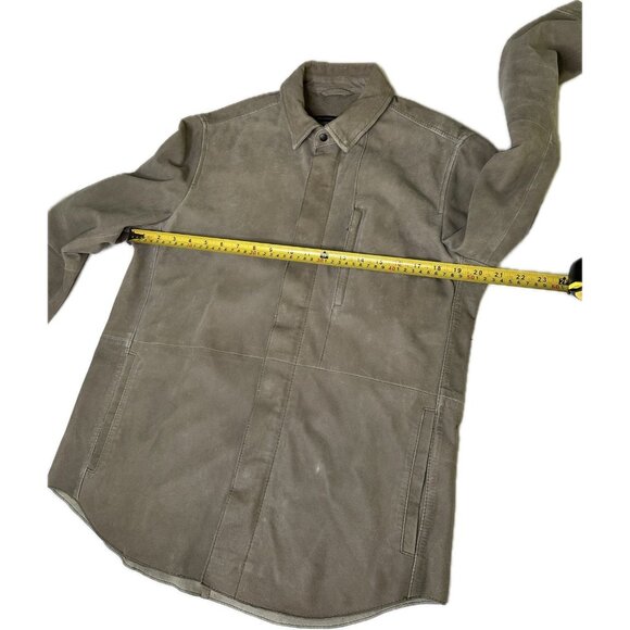 John Varvatos Men’s suede Leather trucker shirt jacket Tan Gray M Rare - Picture 9 of 13